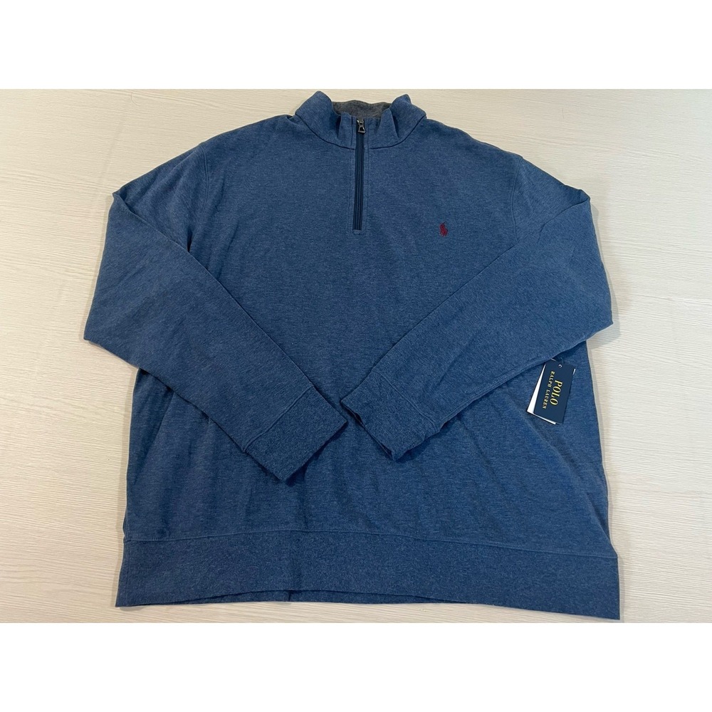 Polo Ralph Lauren Men's 1/4 Zip Pullover Sweater 1XB NWT Blue‎ Stretch